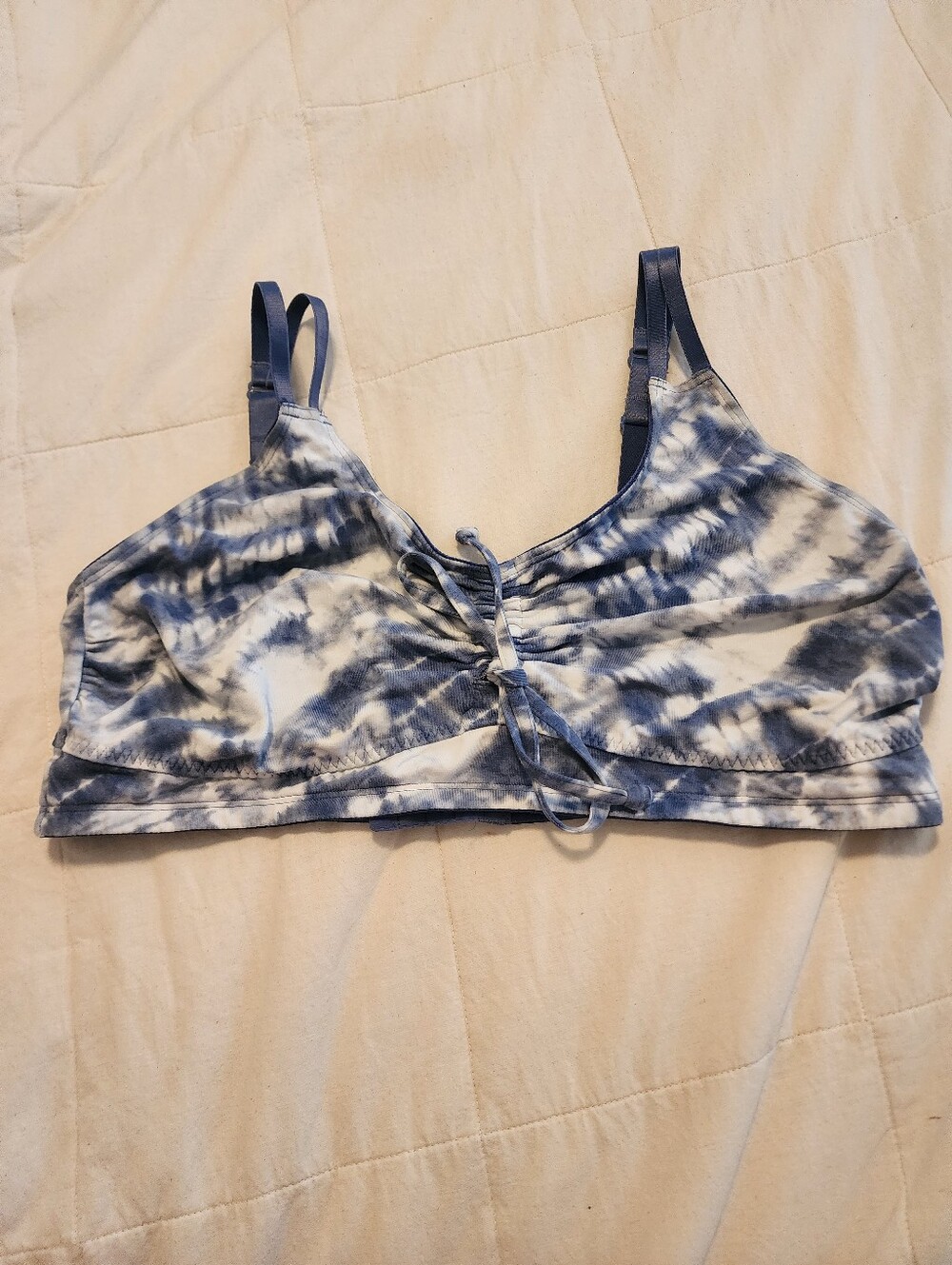 Cacique Tie-Dye Blue & White Women's Bralette Soft Stretch 18/20 Athleisure
